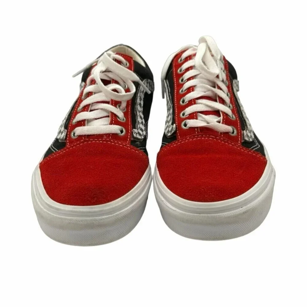 🤩Size 9 Men's VANS Old Skool Colorblock Black Red White Sneakers suede low top - Picture 3 of 7